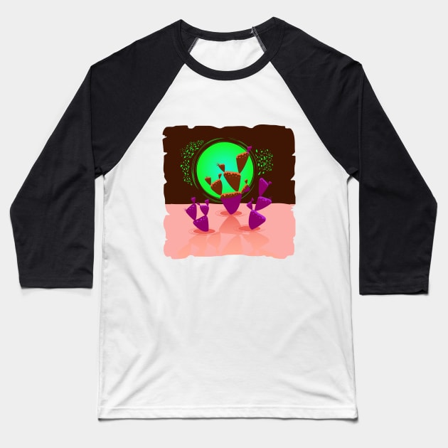 Violet space cactus Baseball T-Shirt by Gerchek